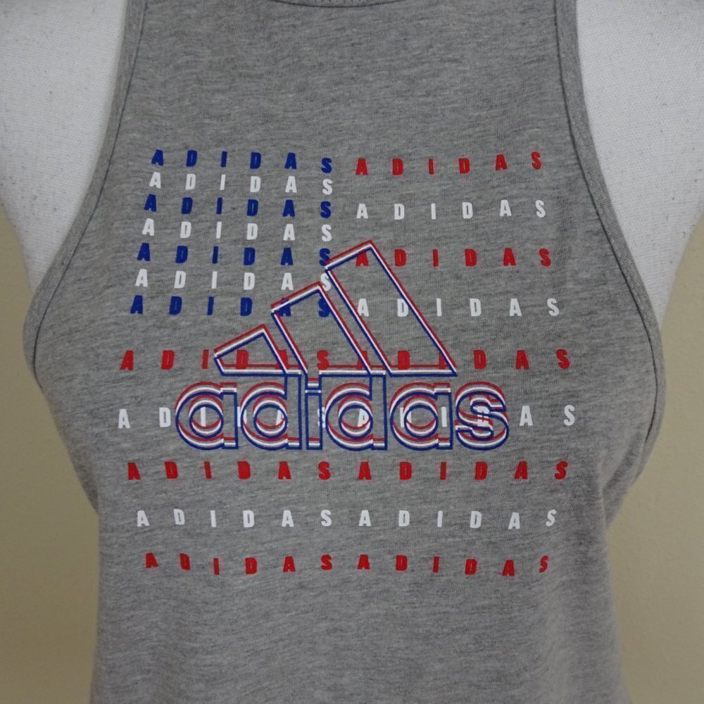 Adidas Tank Top Womens Size S Gray American Flag Racerback - Picture 2 of 6
